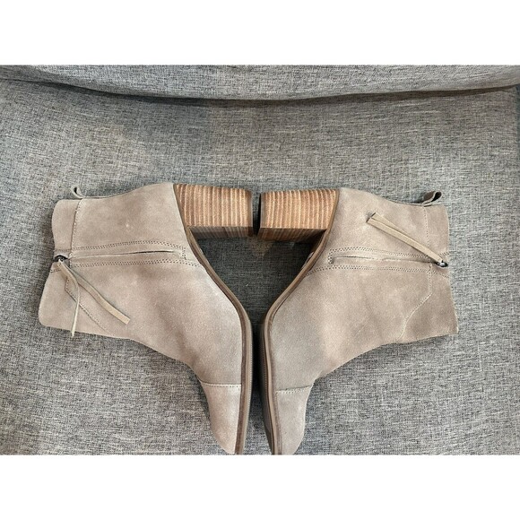 Toms Lunata Suede Ankle Boot Womens 11 Stacked Heel Taupe - Picture 8 of 11
